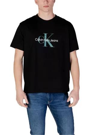 Calvin Klein Top, Herre, Sort, M, Bomuld, Sort Print Kortærmet T-Shirt