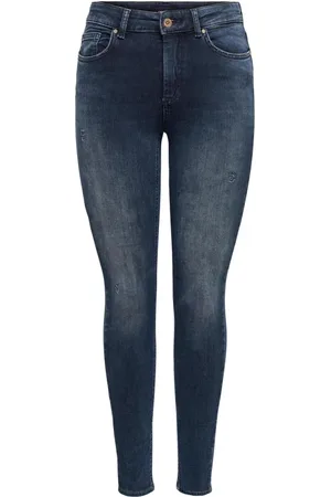 ONLY Jeans, Dame, Blå, L L32, Bomuld, Blå Skinny Ankel Jeans Trendy Design