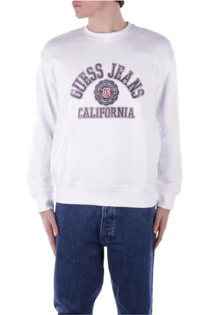Guess Sweathshirts & Hoodies, Herre, Hvid, M, Bomuld, Hvid Logo Front Sweater