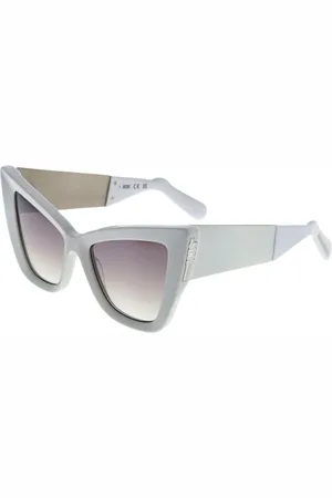GCDS Tilbehør, Dame, Hvid, ONE SIZE, Uld, Hvide Cat Eye Solbriller med Spejllinser