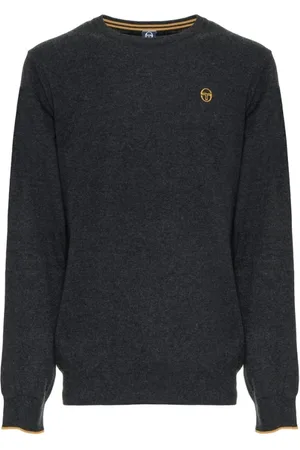 Sergio Tacchini Strik, Herre, Grå, XL, Uld, Rund hals Cashmere uld blanding sweater med synligt logo