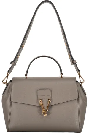 VERSACE Taske, Dame, Grå, ONE SIZE, Bomuld, Kalveskind Crossbody Taske med Klapslukning