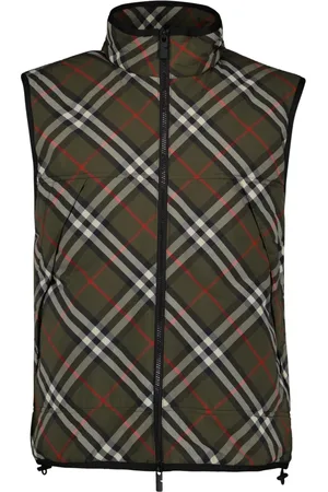 Burberry Jakke, Herre, Grøn, M, Nylon, Ærmeløs Vintage Tjek Jakke Mænd
