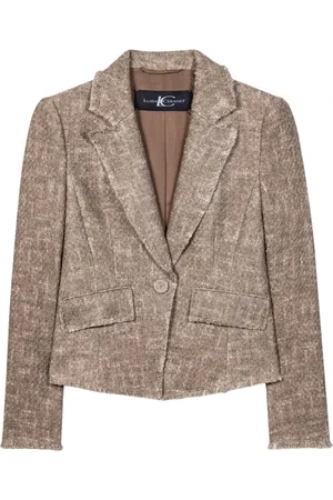 Luisa Cerano Jakke, Dame, Brun, L, Tweed, Vintage stil tweed jakke med knaplukning