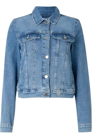 Guess Jakke, Dame, Blå, S, Denim, Denimjakke Delya med juvelknapper