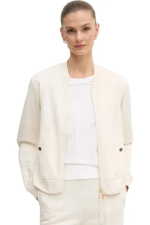JOOP! Sweathshirts & Hoodies, Dame, Hvid, M, Uld, Sporty Style Jakke med Guld Detaljer
