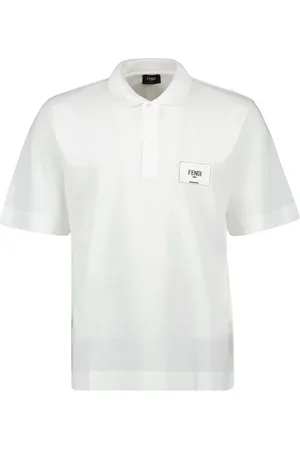 Fendi Top, Herre, Hvid, M, Bomuld, Broderet Polo Skjorte Forår-Sommer 2024