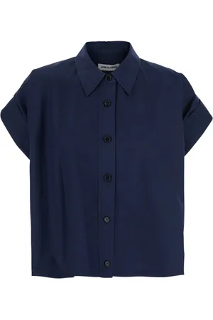 Low Classic Bluser & Skjorter, Dame, Blå, M, Bomuld, Blå Skjorte med Spids Krave i Bomuld Kvinde