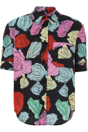 Marni Bluser & Skjorter, Dame, Flerfarvet, XS, Bomuld, Rose Print Multifarvet Skjorte med Lomme