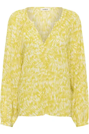 Soaked in Luxury Bluser & Skjorter, Dame, Gul, L, Snake Eye Stroke Forårsbluse