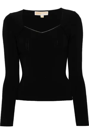Michael Kors Bluser & Skjorter, Dame, Sort, L, Nylon, Bustierbluse med gemsmykker
