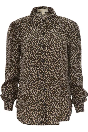 Michael Kors Bluser & Skjorter, Dame, Brun, XL, Silke Leopard Fantasy Skjorte