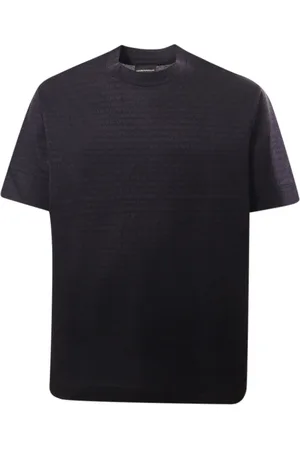 Emporio Armani Top, Herre, Sort, M, Bomuld, Sort T-shirt med bogstaver Oversized Fit