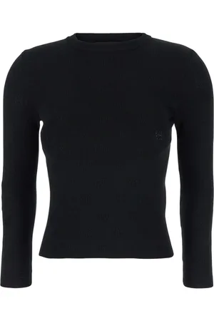 Balenciaga Strik, Dame, Sort, L, Uld, Sort BB Motif Uld Sweater Kvinde