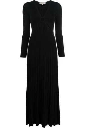 Michael Kors Kjole, Dame, Sort, 2XS, Uld, Maxikjole med V-udringning