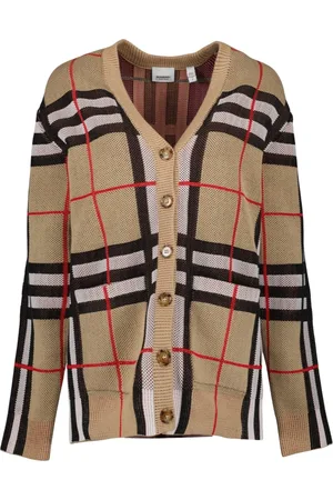 Burberry Strik, Dame, , XS, Ternede Cardigan V-Hals Vintage Print