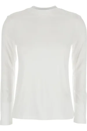 ELEVENTY Top, Dame, Hvid, L, Bomuld, Hvid Crewneck Bomuldssweater