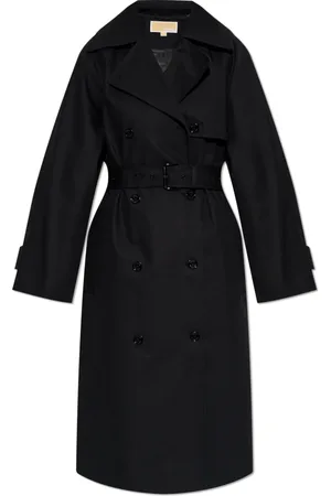 Michael Kors Frakke, Dame, Sort, L, Bomuld, Bomuld Trenchcoat med bælte