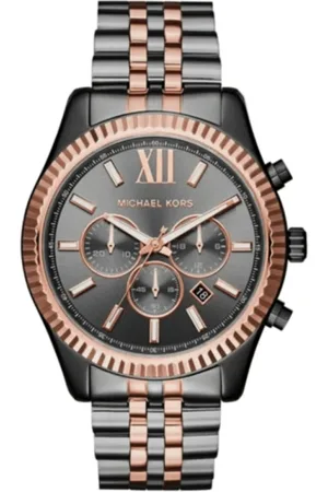 Michael Kors Tilbehør, Herre, Sort, ONE SIZE, Sort ur med kvartsværk i rustfrit stål