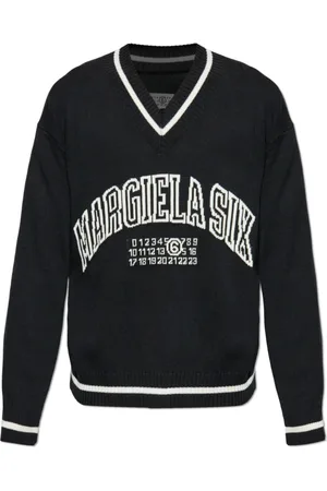 Maison Margiela Strik, Herre, Sort, L, Bomuld, Sweater med logo