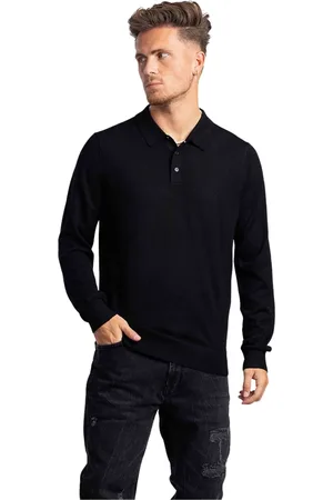 Michael Kors Top, Herre, Sort, M, Uld, Langærmet poloshirt