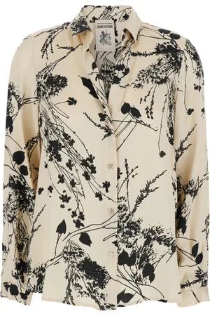 SEMICOUTURE Bluser & Skjorter, Dame, Flerfarvet, M, Blomstermotiv Hvid og Sort Skjorte