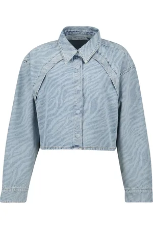 IRO Bluser & Skjorter, Dame, Blå, M, Denim, Lysblå Zebra Print Denim Jakke