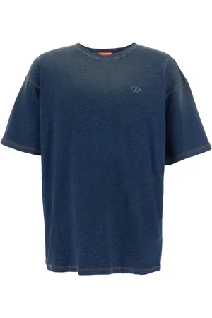 Diesel Top, Herre, Blå, S, Bomuld, Blå T-shirt med Oval D-logo