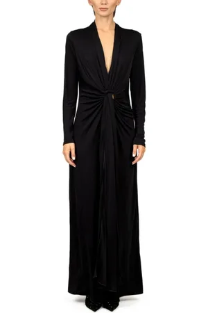 ERIKA CAVALLINI Kjole, Dame, Sort, XL, Sort Silke Jersey Lang Kjole