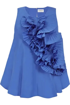 P.A.R.O.S.H. Top, Dame, Blå, M, Polyester, Elegant Ruffle Skjorte