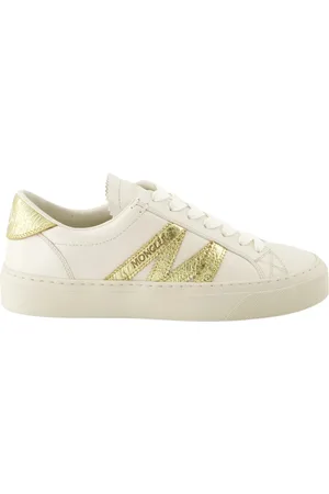 Moncler Sko, Dame, Hvid, 38 EU, Uld, Hvid & Guld Læder Kurv Stil