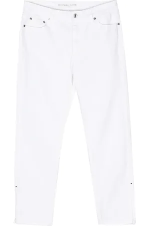 Michael Kors Jeans, Dame, Hvid, XL, Bomuld, Hvide Straight Jeans med Sideslids