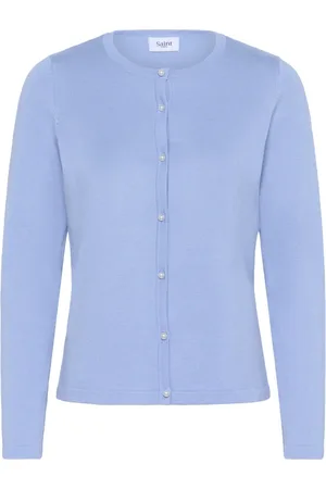 Saint Tropez Strik, Dame, Blå, S, Uld, Hydrangea Cardigan Jemmasz Strik