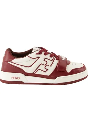 Fendi Sko, Dame, Rød, 36 EU, Læder, Hvid og Bordeaux Læder Sneakers