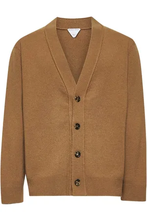 Bottega Veneta Strik, Herre, Brun, M, Cashmere, Brun Cashmere V-Hals Sweater