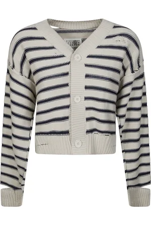 Maison Margiela Strik, Dame, Blå, S, Uld, Stilfuld Cardigan