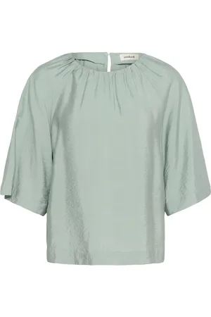 Soaked in Luxury Bluser & Skjorter, Dame, Grøn, 2XL, Nylon, Elegant Draperet Sølvblå Bluse