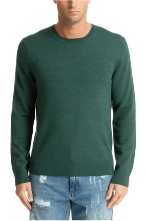 Michael Kors Strik, Herre, Grøn, M, Uld, Sweater med broderet logo