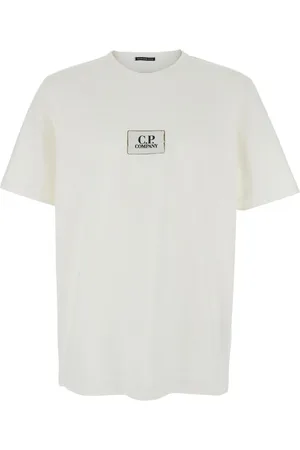 C.P. Company Top, Herre, Hvid, L, Bomuld, Hvid Logo Print Bomuld T-Shirt
