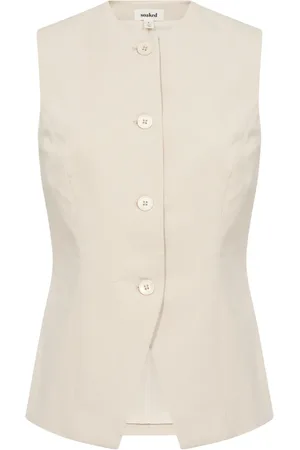 Soaked in Luxury Jakke, Dame, , 2XL, Bomuld, Elegant Slim-Fit Vest Ancient Scroll