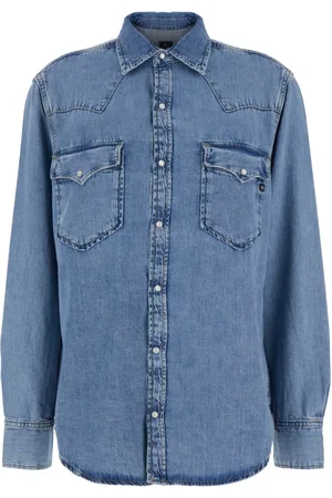 Adriano Goldschmied Bluser & Skjorter, Dame, Blå, M, Denim, Blå Denim Klassisk Krave Skjorte Kvinde