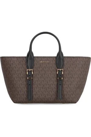 Michael Kors Taske, Dame, Brun, ONE SIZE, Uld, Logo-besat håndtaske med skulderrem