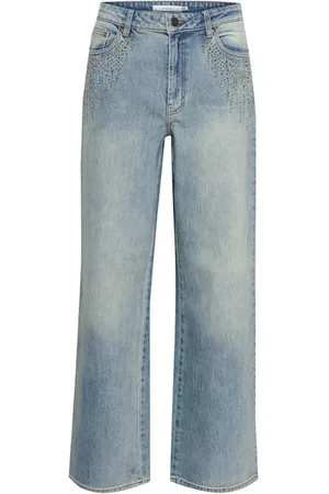 Gestuz Jeans, Dame, Blå, W29, Bomuld, Blå Stonewashed High Waist Jeans