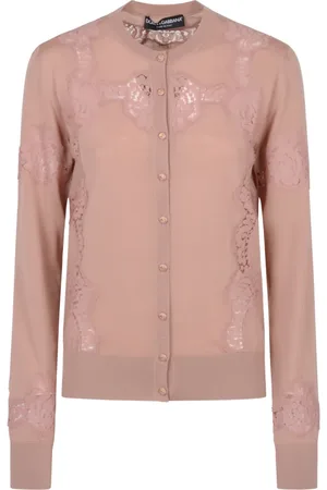 Dolce & Gabbana Strik, Dame, Lyserød, XL, Uld, Stilfulde Cardigan Sweaters