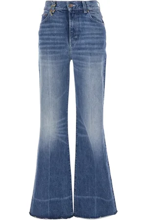 Chloé Jeans, Dame, Blå, W25, Blå High Waist Jeans med Metallic Snake Detail