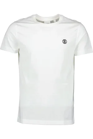Burberry Top, Herre, Hvid, S, Bomuld, Broderet Logo Rund Hals T-shirt