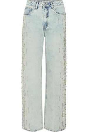 Gestuz Jeans, Dame, Blå, W25, Uld, Brede Ben Jeans Lys Blå Vasket