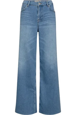 Mos Mosh Jeans, Dame, Blå, W26, Bomuld, Højtaljede brede ben jeans i lyseblå