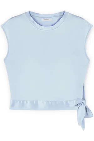 Motivi Top, Dame, Blå, M, Satin, Satinbluse med knude detalje