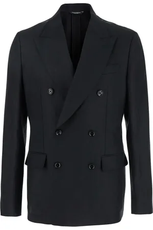 Dolce & Gabbana Jakke, Herre, Sort, M, Linned, Sort Linned Dobbelt-Breasted Peak Revers Jakke